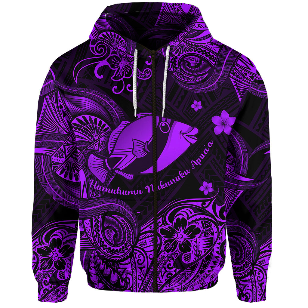 Hawaii State Fish: Humuhumu Nukunuku Apuaa Polynesian Zip Hoodie Unique Style Purple LT8 - Polynesian Pride