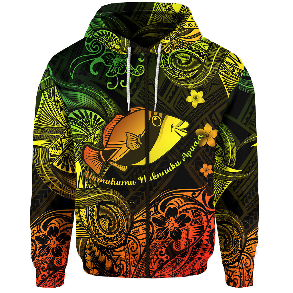 Hawaii State Fish: Humuhumu Nukunuku Apuaa Polynesian Zip Hoodie Unique Style Reggae LT8 - Polynesian Pride