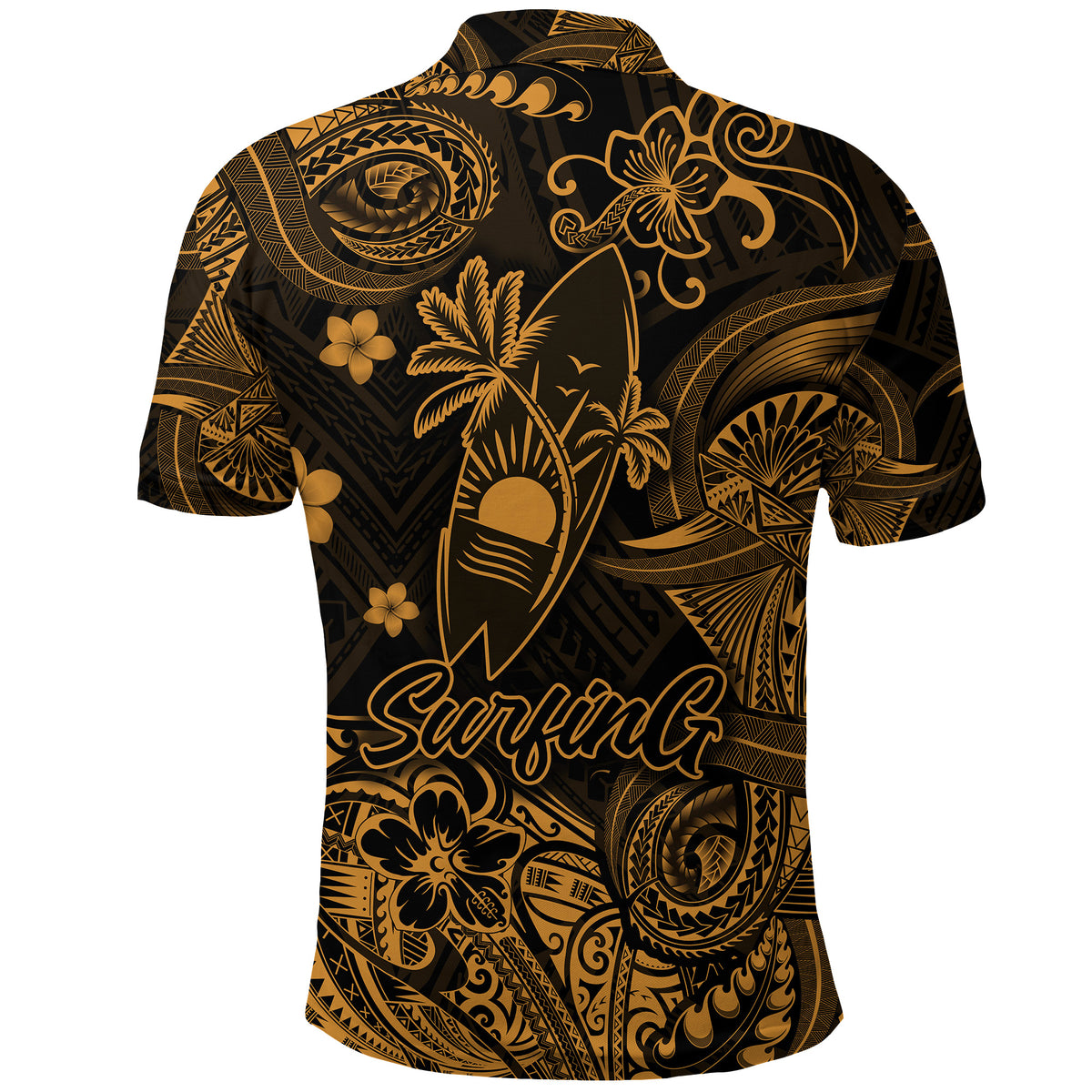 Hawaii Surfing Polynesian Polo Shirt Unique Style Gold LT8 - Polynesian Pride