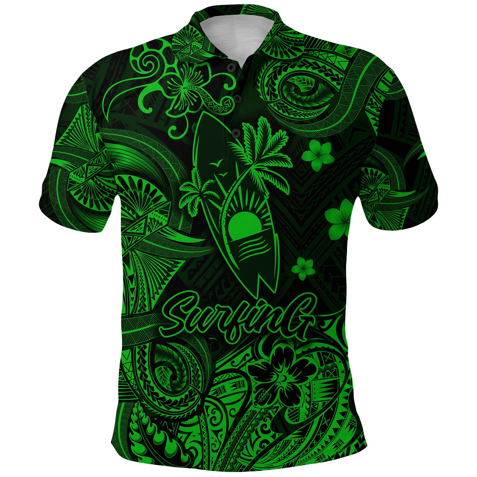 Hawaii Surfing Polynesian Polo Shirt Unique Style Green LT8 - Polynesian Pride
