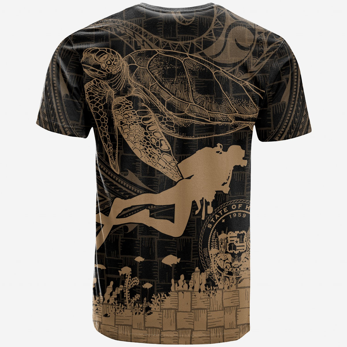 Hawaii Custom T Shirt Scuba Diving With Turtle - Polynesian Pride