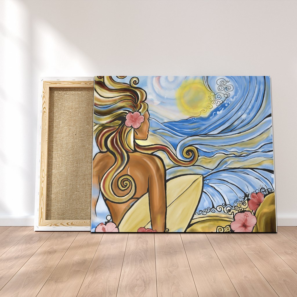 Hawaii The Girl Surfing Wave Canvas - AH Canvas Poly-cotton - Polynesian Pride