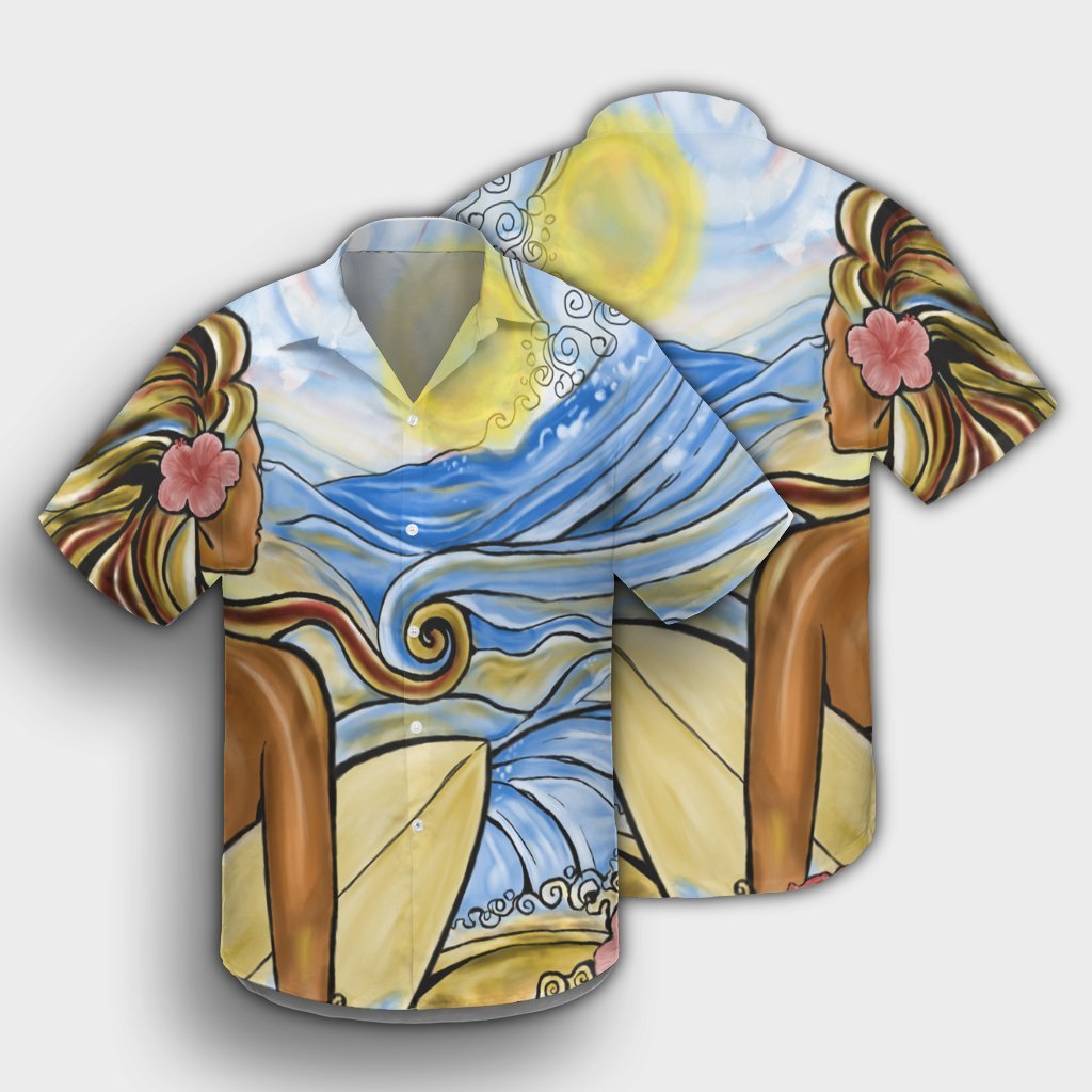 Hawaii The Girl Surfing Wave Hawaiian Shirt - AH - Polynesian Pride
