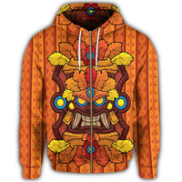 Hawaii Tiki Pattern Zip Hoodie - Polynesian Pride