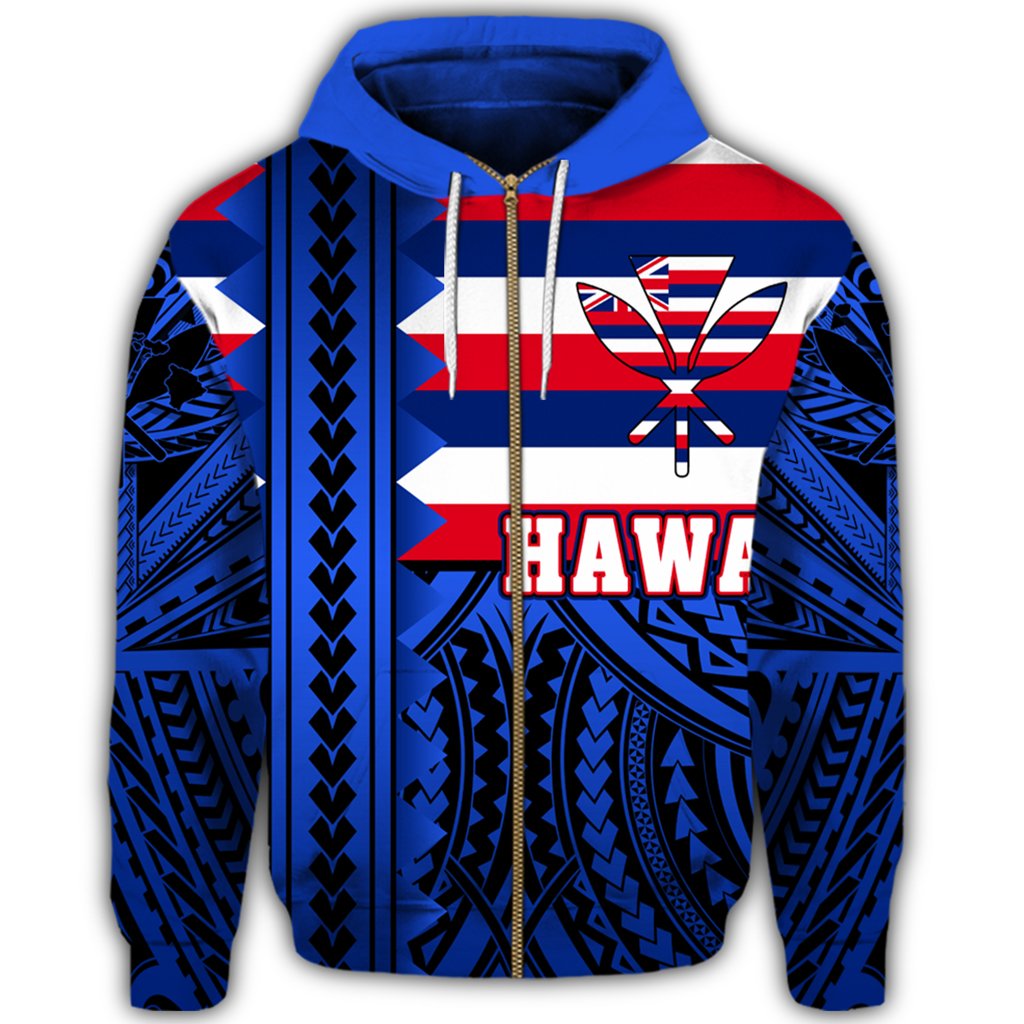 Hawaii Hoodiean Flag Zipper Hoodie Speaka Style - Polynesian Pride