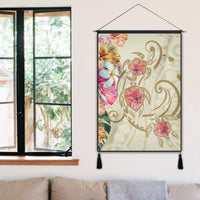 Hawaii Triple Marble Turtle Polynesian Hibiscus Hanging Poster - AH - Benjamin Style - Beige - Polynesian Pride