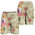 Hawaii Triple Marble Turtle Polynesian Hibiscus Men's Shorts - AH - Benjamin Style - Beige - Polynesian Pride