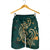 Hawaii Triple Marble Turtle Polynesian Hibiscus Men's Shorts - AH - Benjamin Style - Green - Polynesian Pride