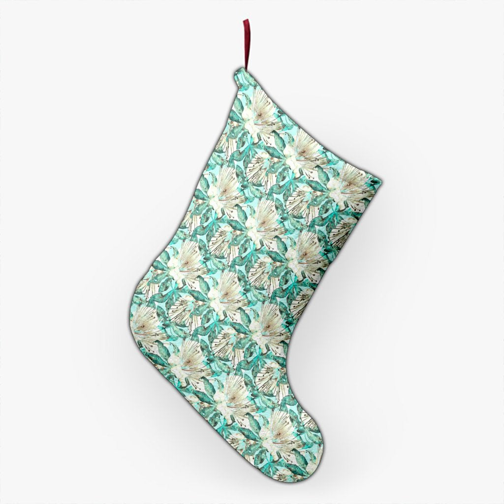 Hawaii Tropical Blue Christmas Stocking 26 X 42 cm Black Christmas Stocking - Polynesian Pride