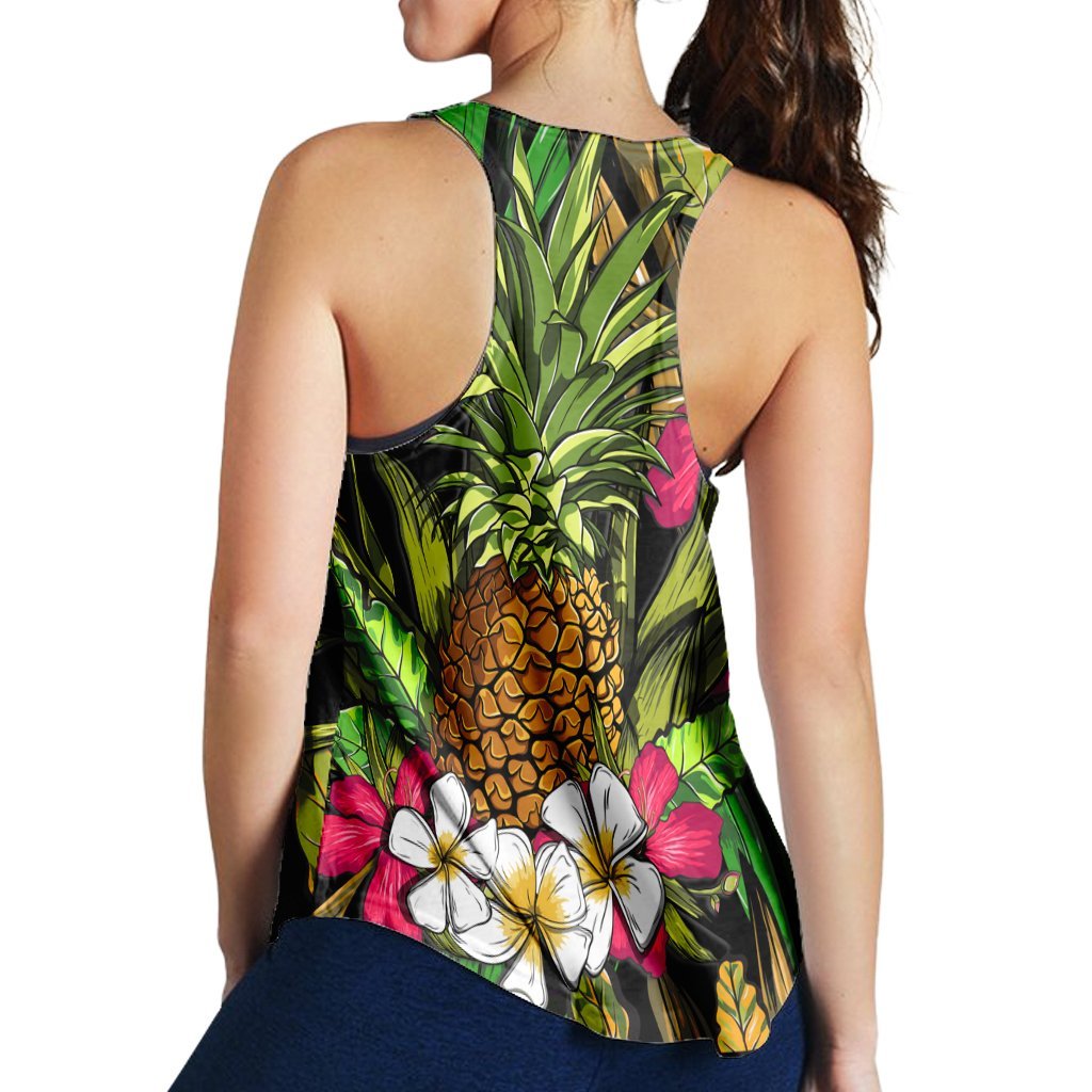 Hawaii Tropical Flowers Pineapple Racerback Tank - AH - Polynesian Pride