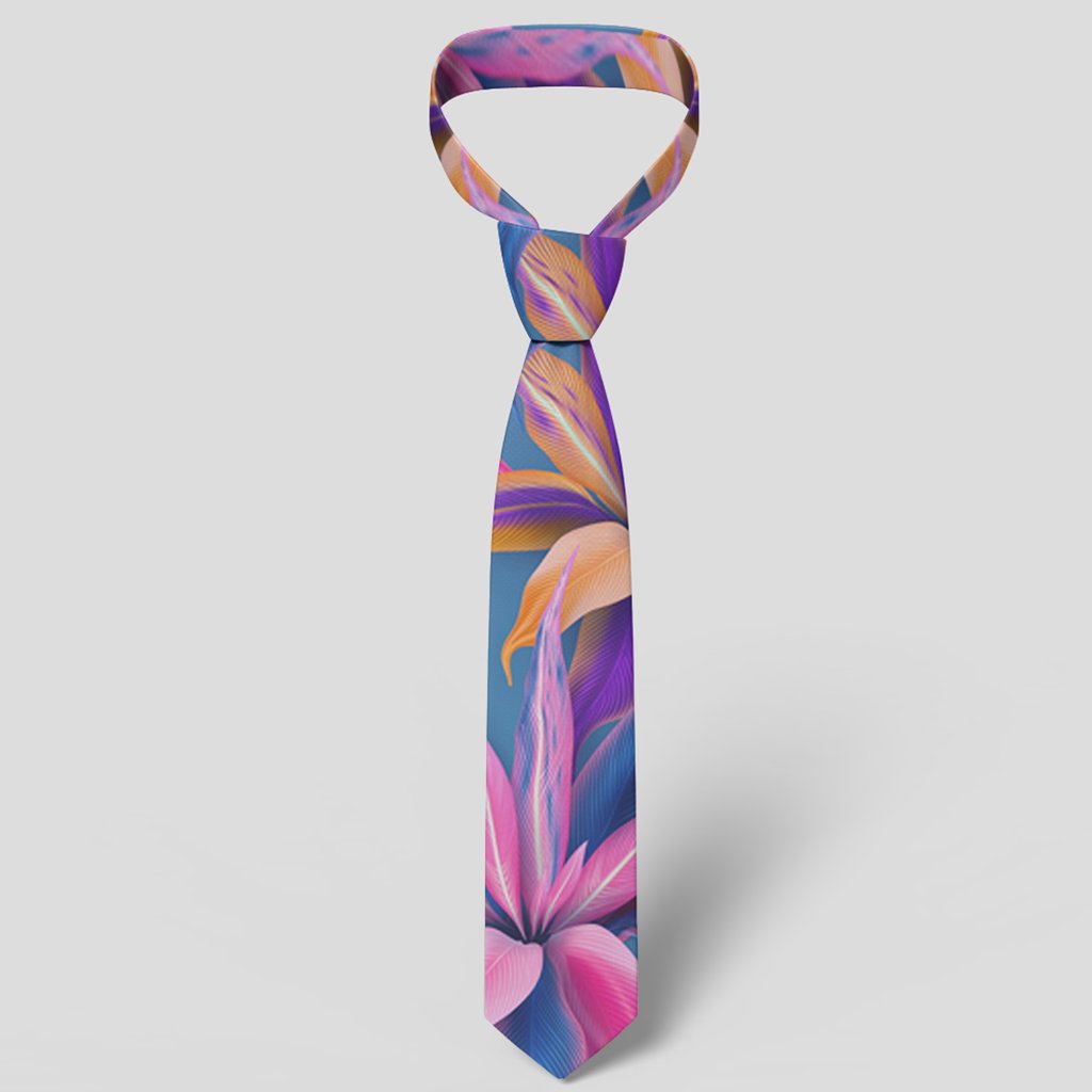 Hawaii Tropical Flowers Pink Necktie - Polynesian Pride
