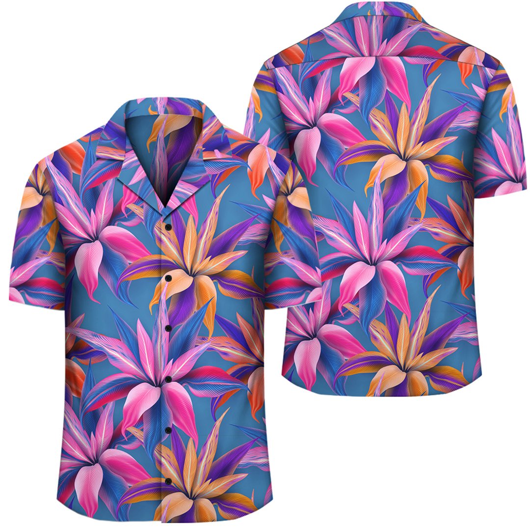 Hawaii Tropical Flowers Pink Hawaiian Shirt Unisex Black - Polynesian Pride