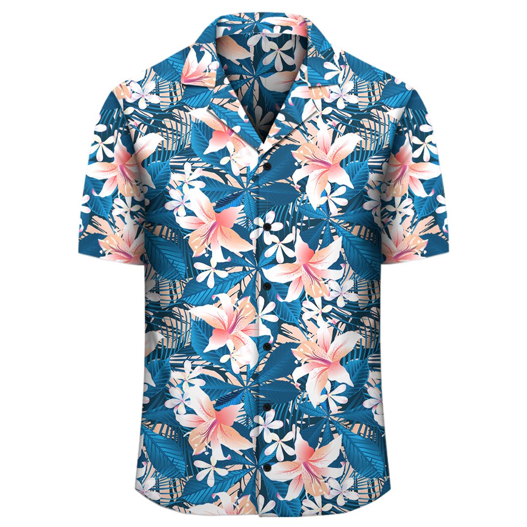Hawaii Tropical Hibiscus Blue Hawaiian Shirt - Polynesian Pride