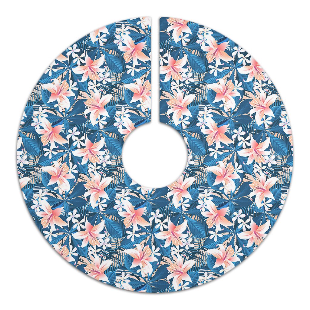 Hawaii Tropical Hibiscus Blue Tree Skirt - Polynesian Pride