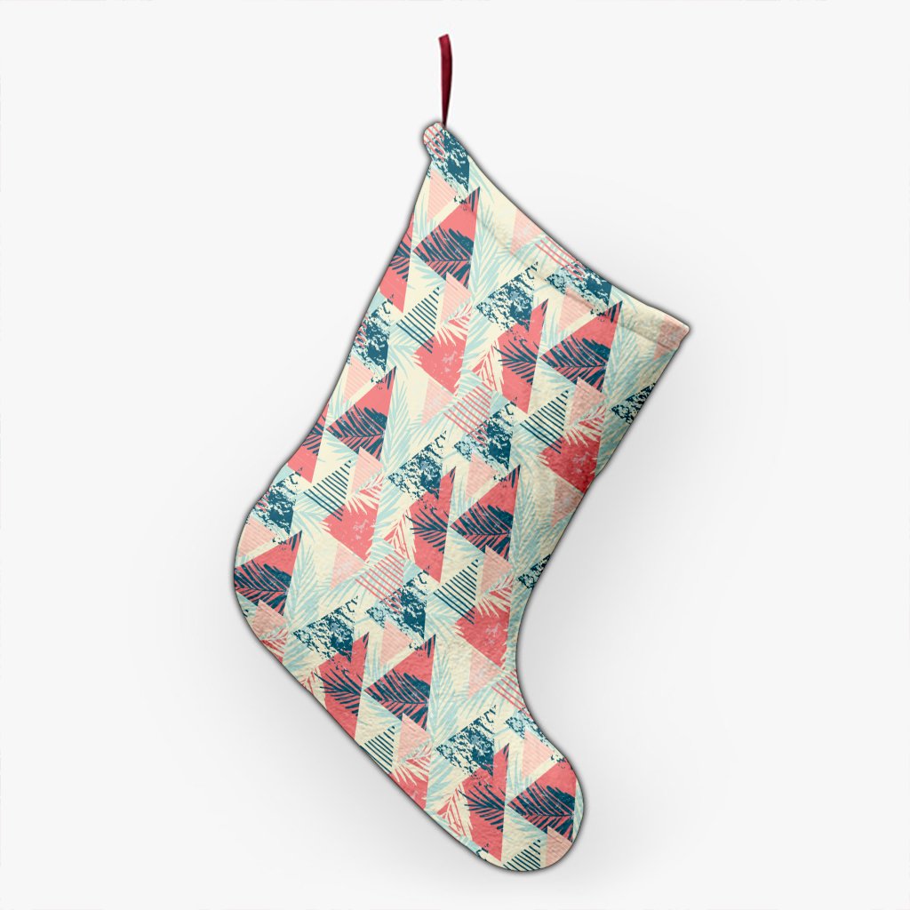 Hawaii Tropical Leaf Triangle Pattern Christmas Stocking 26 X 42 cm Black Christmas Stocking - Polynesian Pride