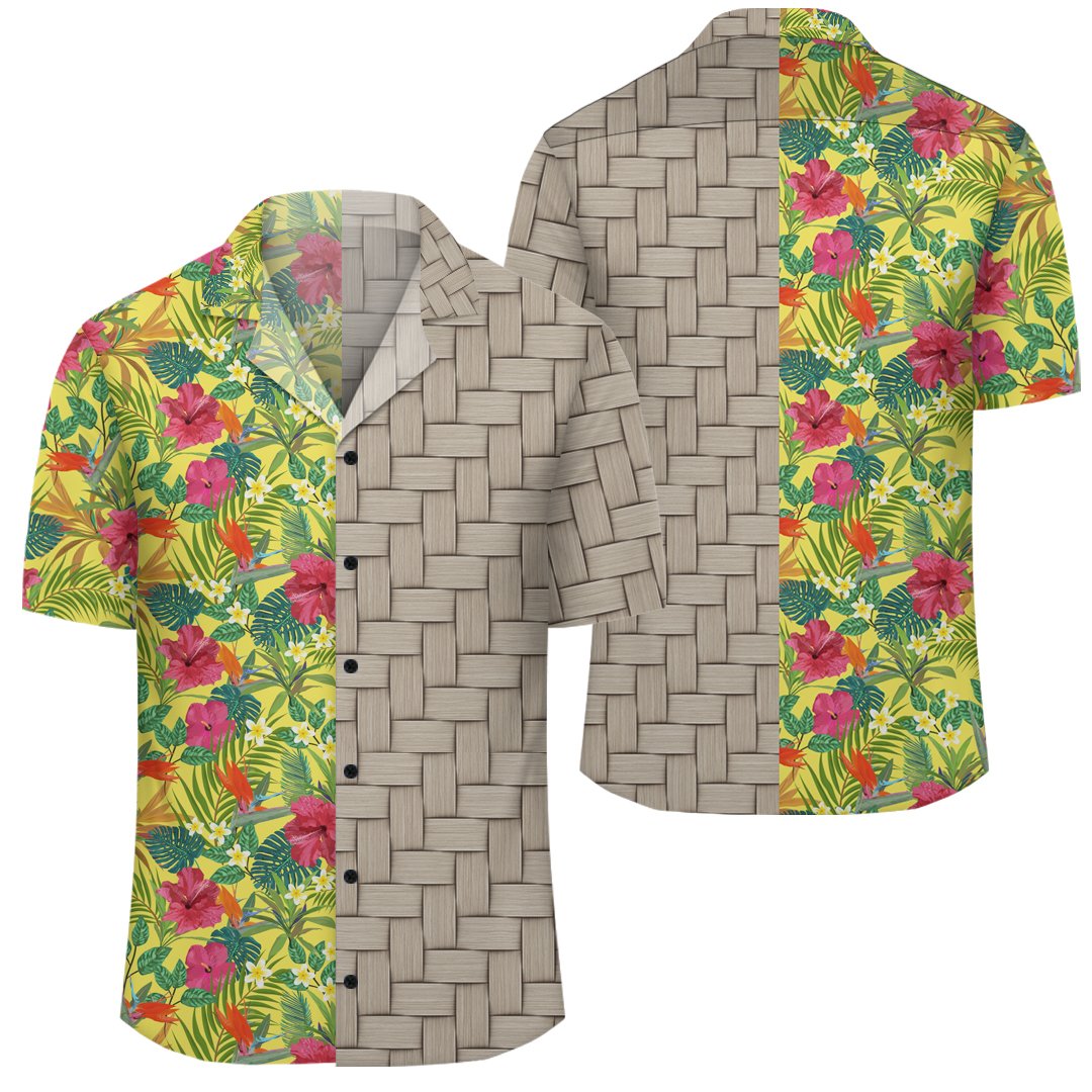 Hawaii Tropical Leaves And Flowers Lauhala Moiety Hawaiian Shirt Unisex Art - Polynesian Pride