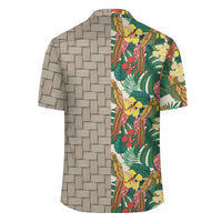 Hawaii Tropical Leaves Flowers And Birds Floral Jungle Lauhala Moiety Hawaiian Shirt - Polynesian Pride