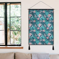 Hawaii Tropical Monstera Leaf Blue Hanging Poster - AH- Hanging Poster 50 x 75 cm Cotton And Linen - Polynesian Pride