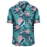 Hawaii Tropical Monstera Leaf Blue Hawaiian Shirt - Polynesian Pride