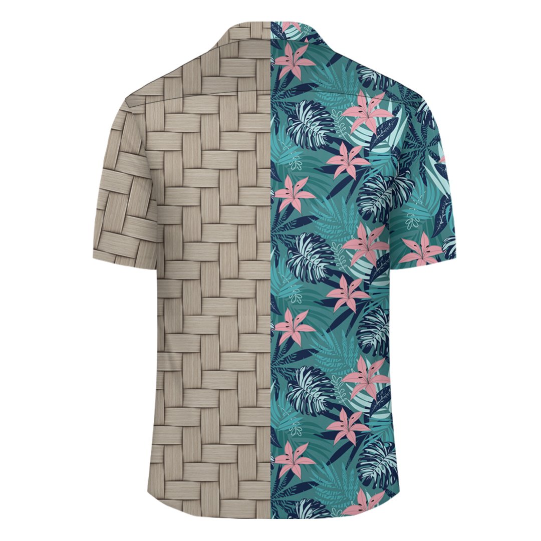 Hawaii Tropical Monstera Leaf Blue Lauhala Moiety Hawaiian Shirt - Polynesian Pride