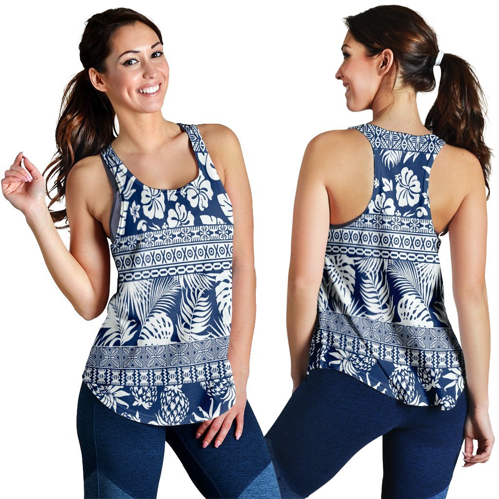 Hawaii Tropical Pattern Racerback Tank - AH Black - Polynesian Pride