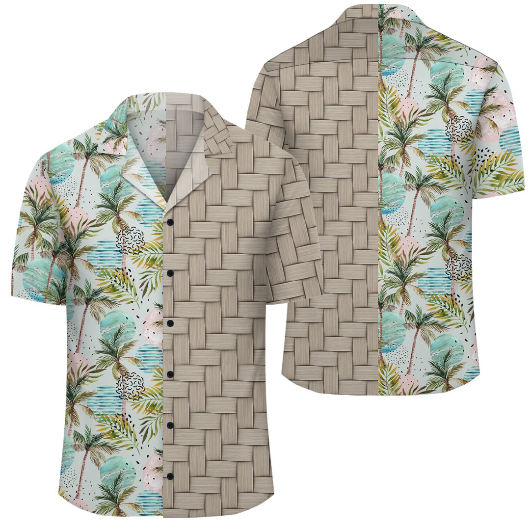 Hawaii Tropical Watercolor Palm Tree Leaf Lauhala Moiety Hawaiian Shirt Unisex Art - Polynesian Pride