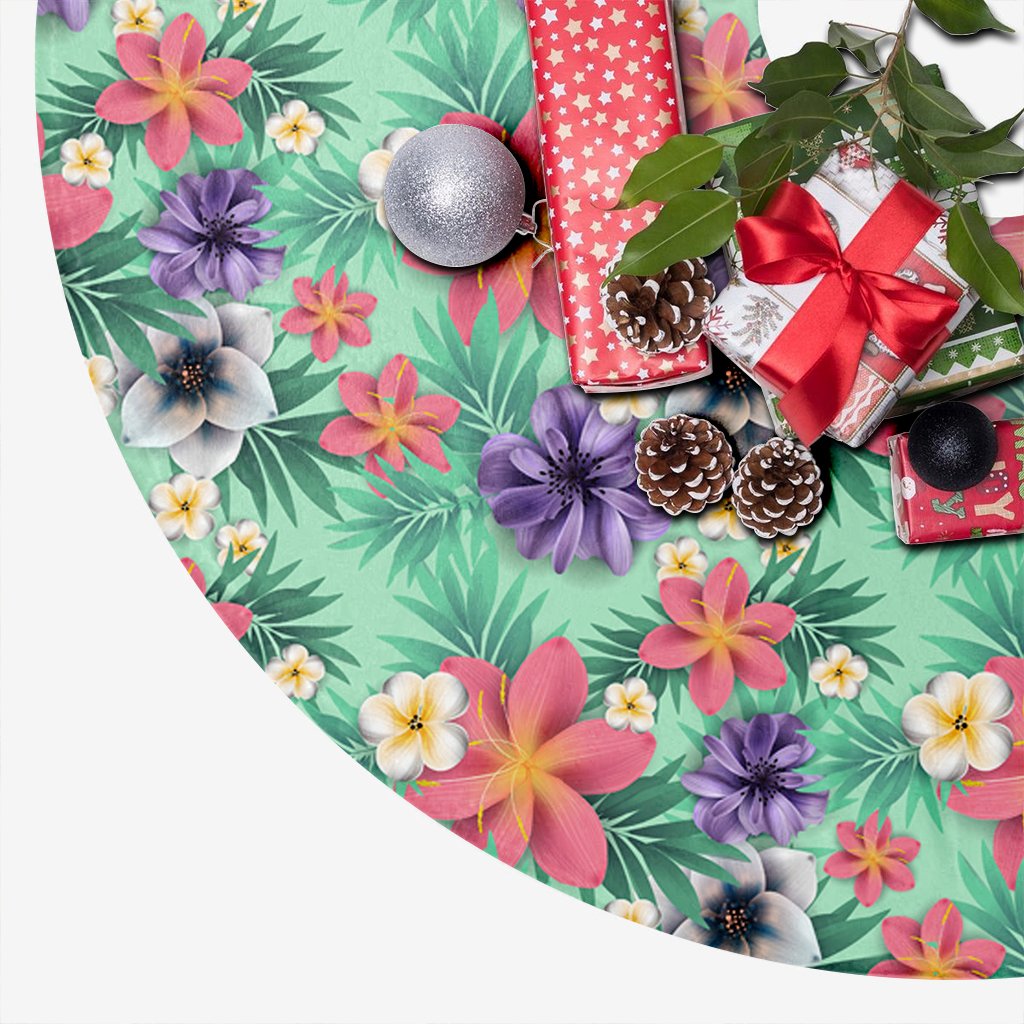 Hawaii Tropical flower, blossom cluster seamless pattern Tropical Flowers Palm Leaves Plant And Leaf Tree Skirt - Polynesian Pride