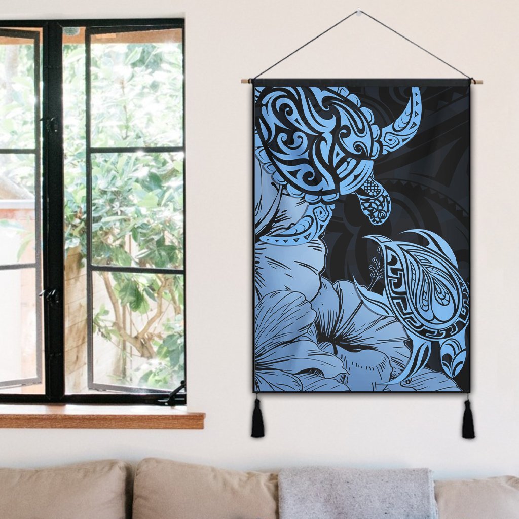 Hawaii Turtle Hanging Poster Polynesian Hibiscus Art Blue - AH - Polynesian Pride