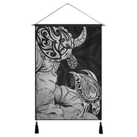 Hawaii Turtle Hanging Poster Polynesian Hibiscus Art Gray - AH Hanging Poster Cotton And Linen - Polynesian Pride