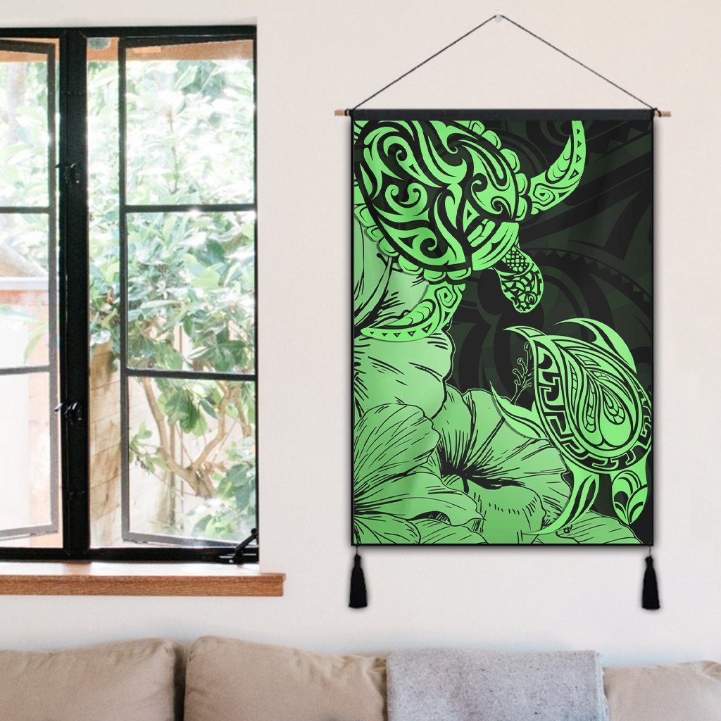 Hawaii Turtle Hanging Poster Polynesian Hibiscus Art Green - AH - Polynesian Pride