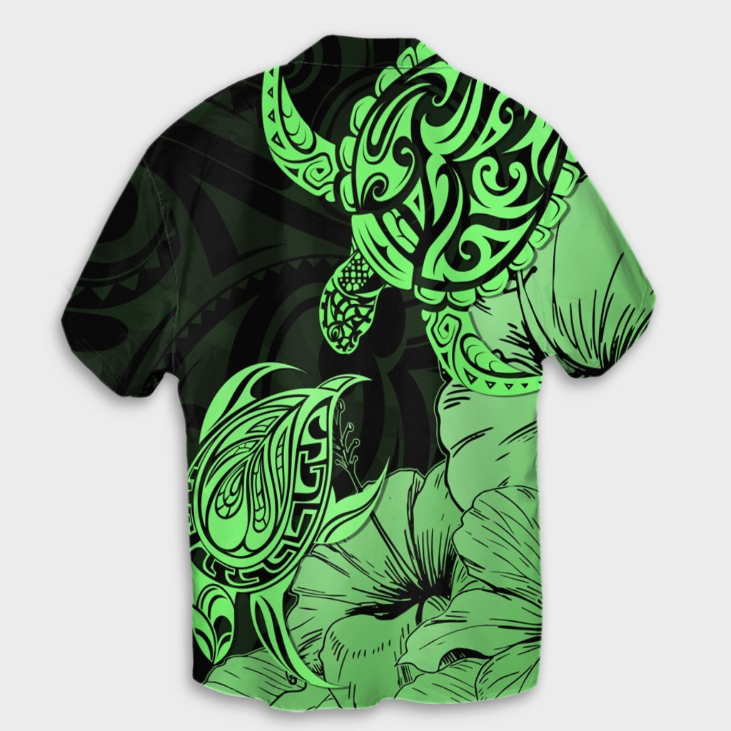 Hawaii Turtle Hawaiian Shirt Polynesian Hibiscus Art Green - AH - Polynesian Pride