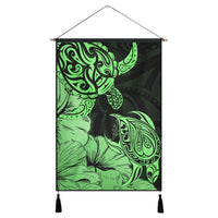 Hawaii Turtle Hanging Poster Polynesian Hibiscus Art Green - AH Hanging Poster Cotton And Linen - Polynesian Pride