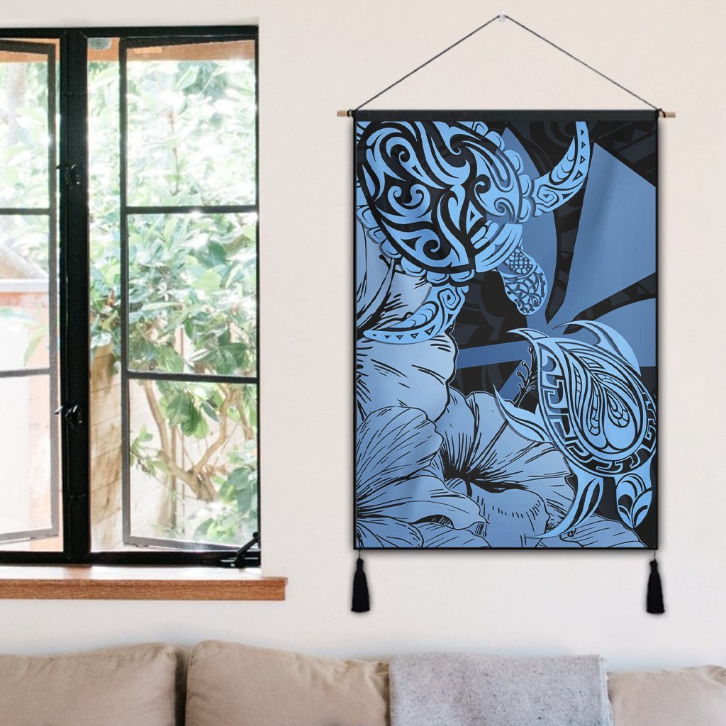 Hawaii Turtle Hanging Poster Polynesian Hibiscus Art Ver 2.0 Blue - AH - Polynesian Pride