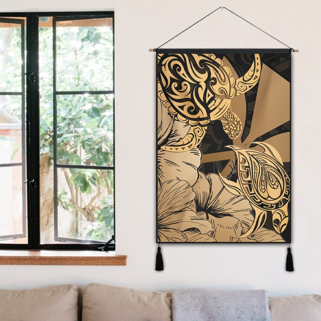 Hawaii Turtle Hanging Poster Polynesian Hibiscus Art Ver 2.0 Gold - AH - Polynesian Pride