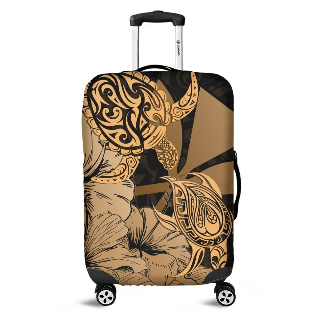 Hawaii Turtle Luggage Covers Polynesian Hibiscus Art Ver 2.0 Gold - AH Black - Polynesian Pride