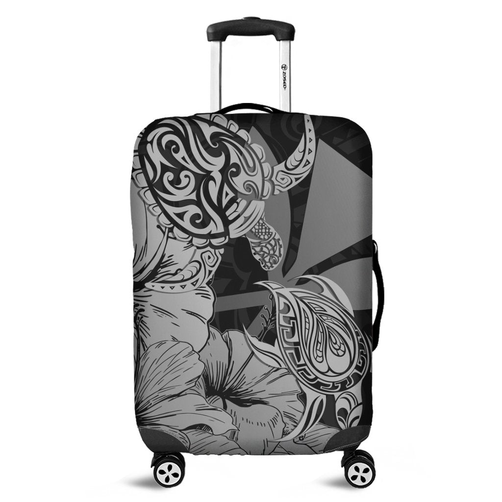 Hawaii Turtle Luggage Covers Polynesian Hibiscus Art Ver 2.0 Gray - AH Black - Polynesian Pride