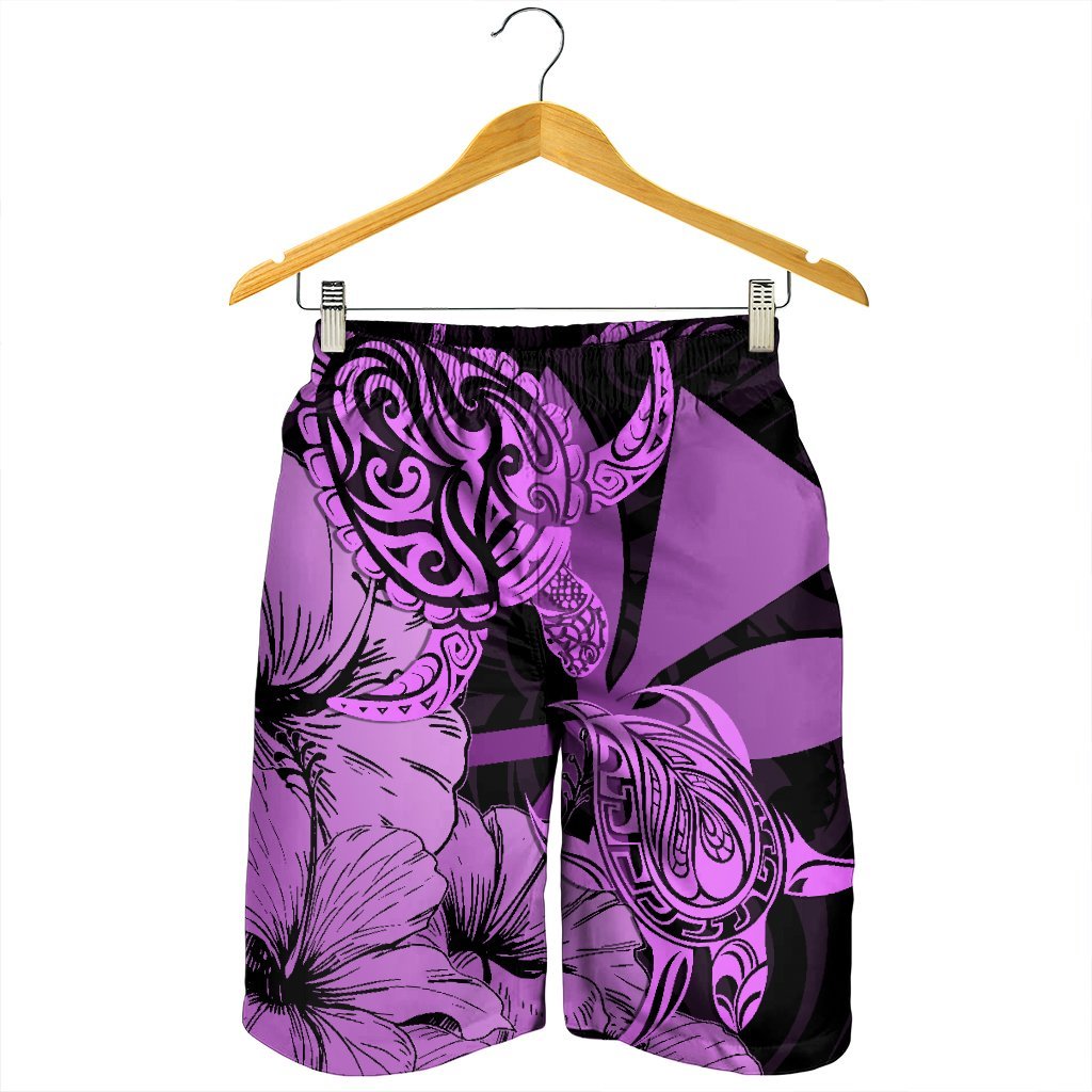 Hawaii Turtle Men's Shorts Polynesian Hibiscus Art Ver 2.0 Pink - AH - Polynesian Pride