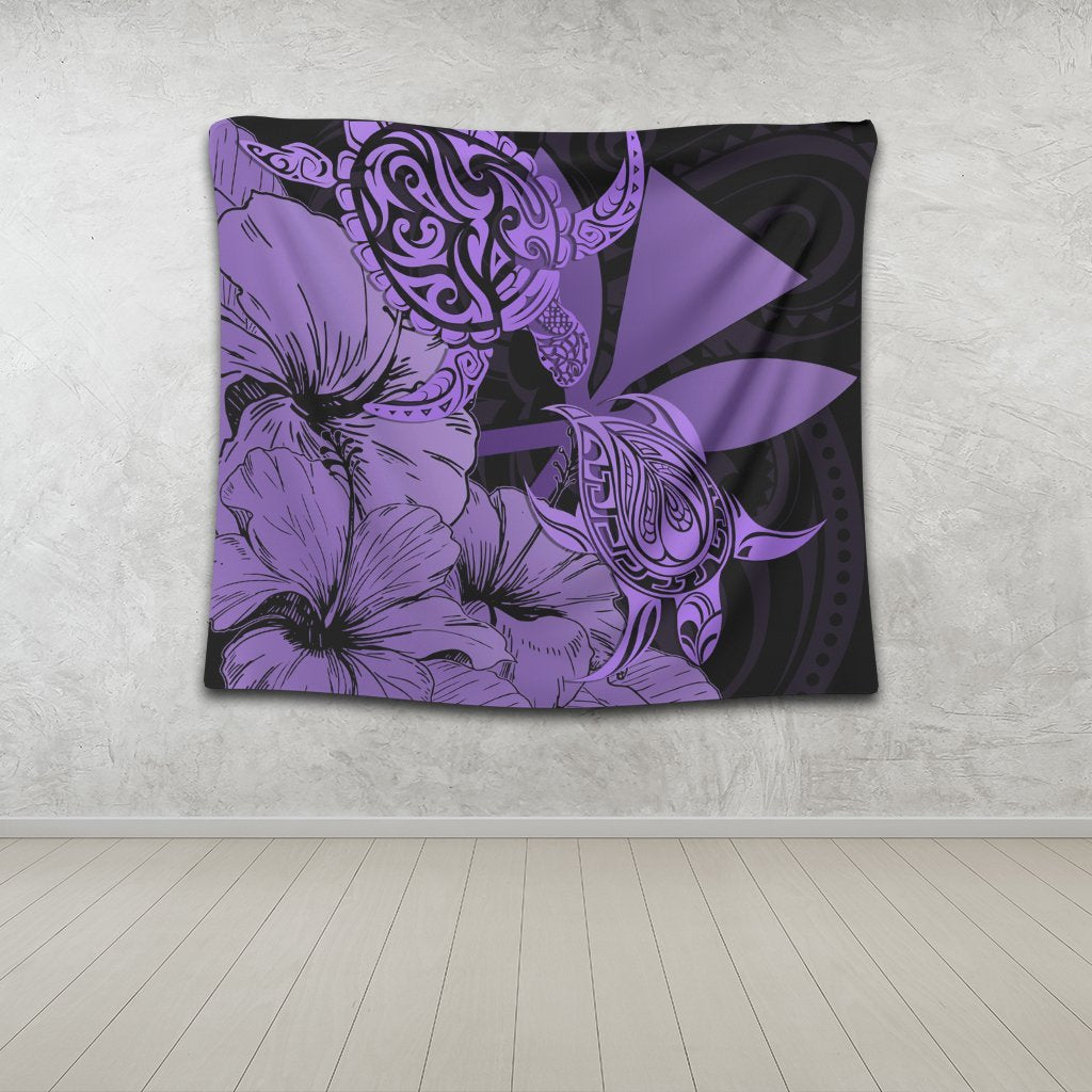 Hawaii Turtle Tapestry Polynesian Hibiscus Art Ver 2.0 Violet - AH - Polynesian Pride