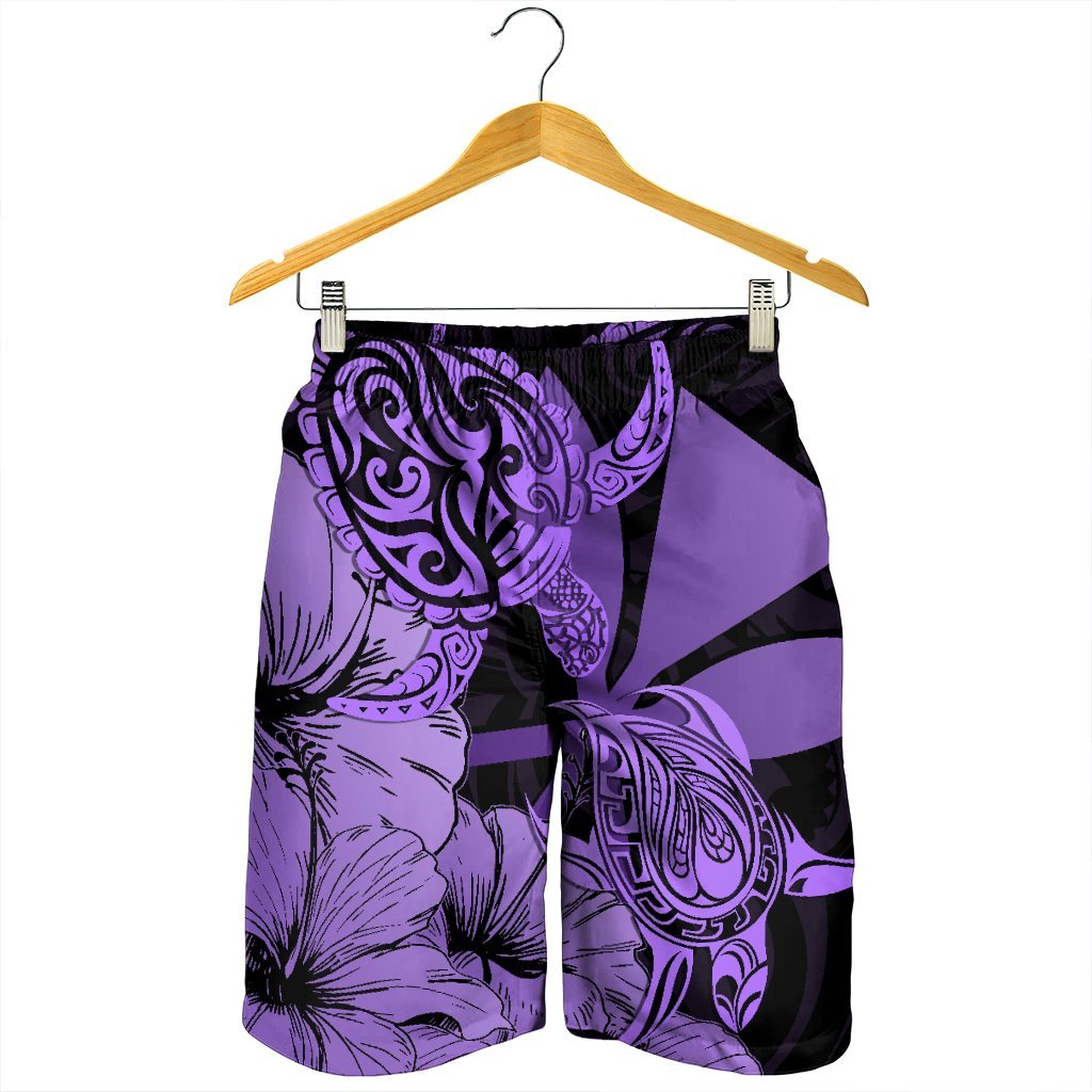 Hawaii Turtle Men's Shorts Polynesian Hibiscus Art Ver 2.0 Violet - AH - Polynesian Pride