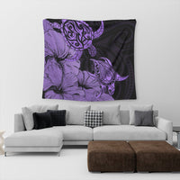 Hawaii Turtle Tapestry Polynesian Hibiscus Art Violet - AH - Polynesian Pride
