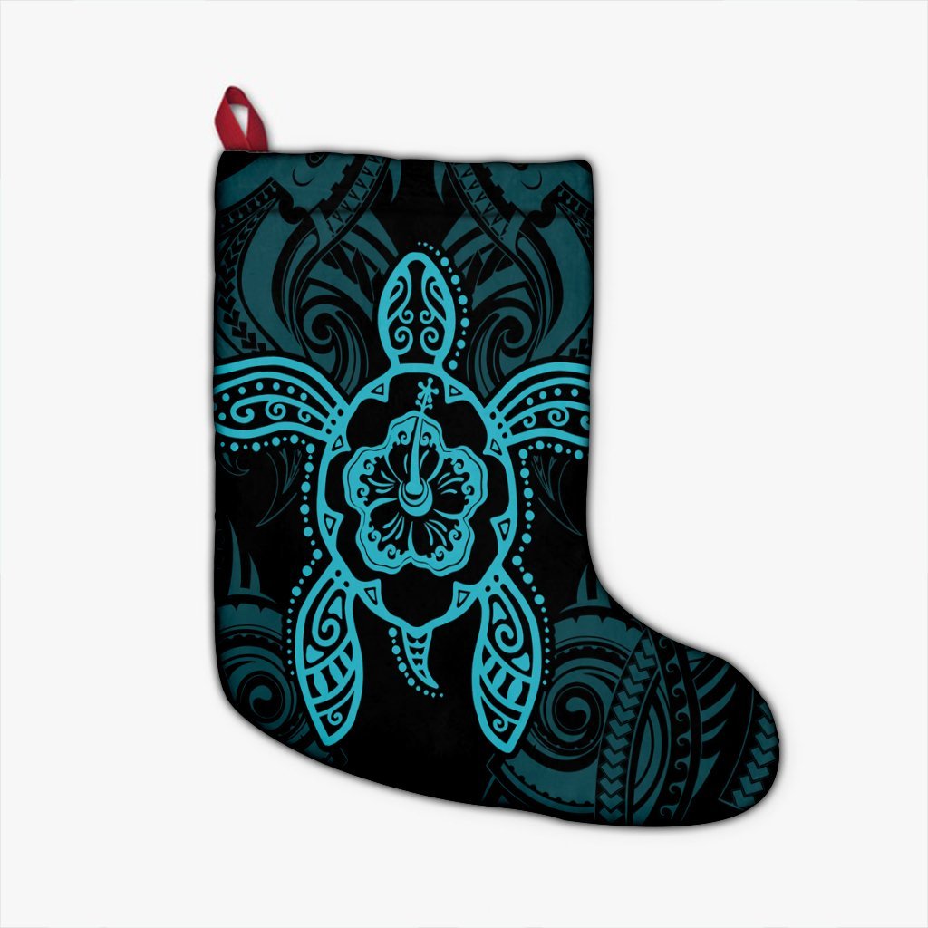 Hawaii Turtle Fixed Blue Christmas Stocking AH Christmas Stocking 26 X 42 cm Black - Polynesian Pride