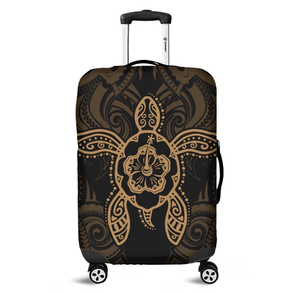 Hawaii Turtle Fixed Gold Luggage Covers AH Black - Polynesian Pride