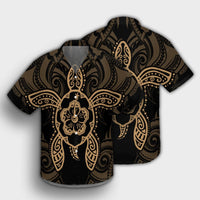 Hawaii Turtle Fixed Gold Hawaiian Shirt AH - Polynesian Pride