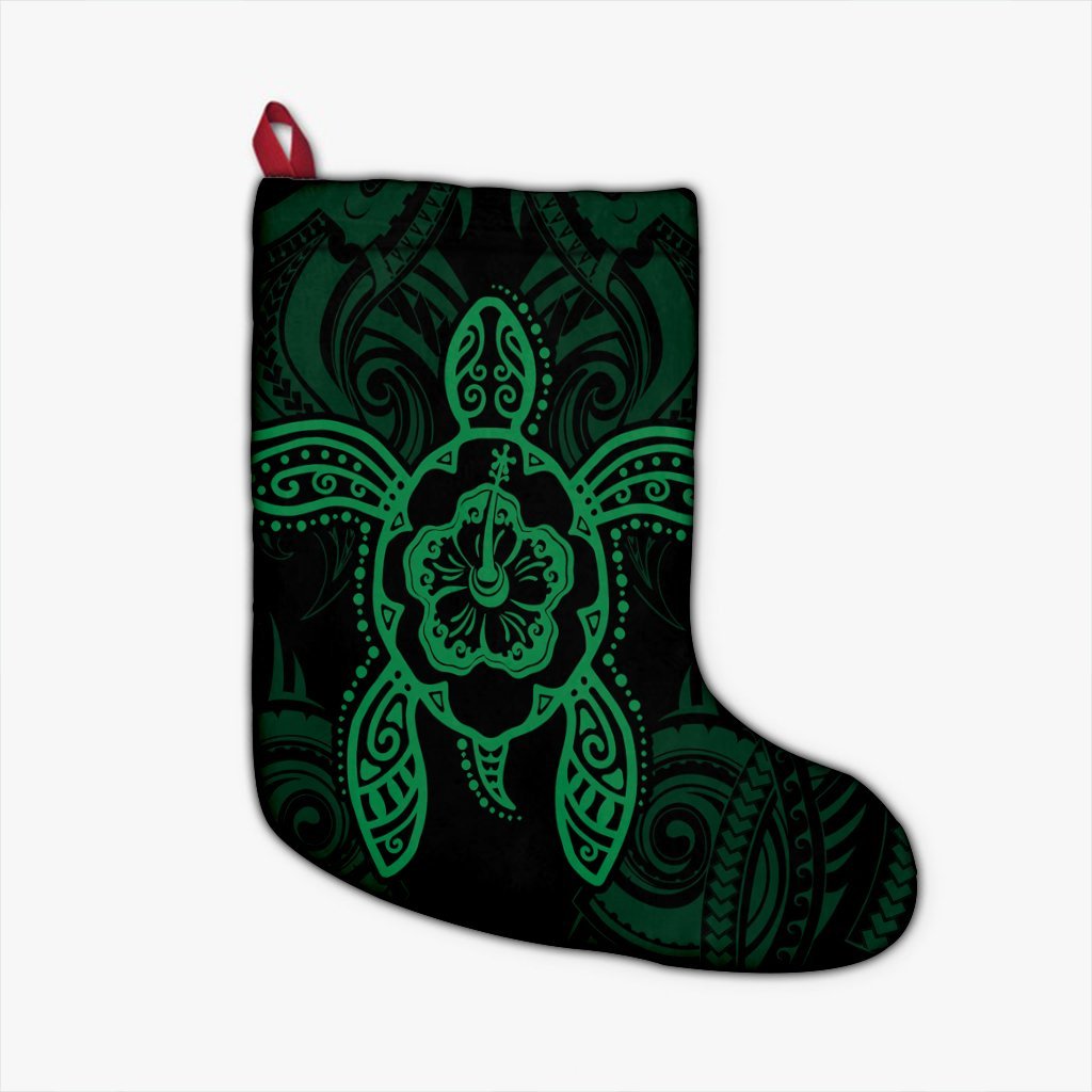 Hawaii Turtle Fixed Green Christmas Stocking AH Christmas Stocking 26 X 42 cm Black - Polynesian Pride