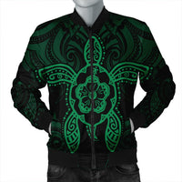 Hawaii Turtle Fixed Green Bomber Jacket AH Black Unisex - Polynesian Pride