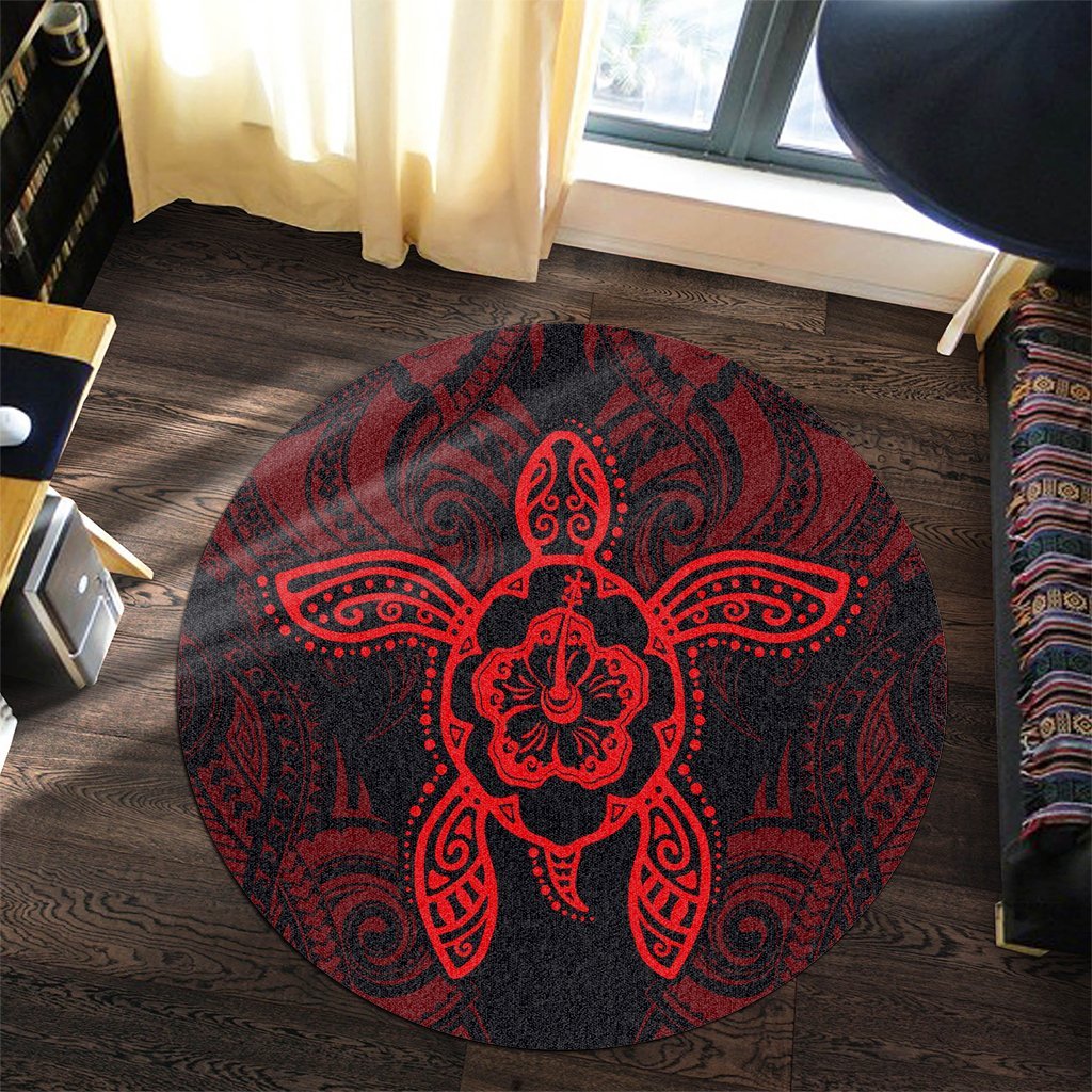 Hawaii Turtle Fixed Red Round Carpet AH - Polynesian Pride