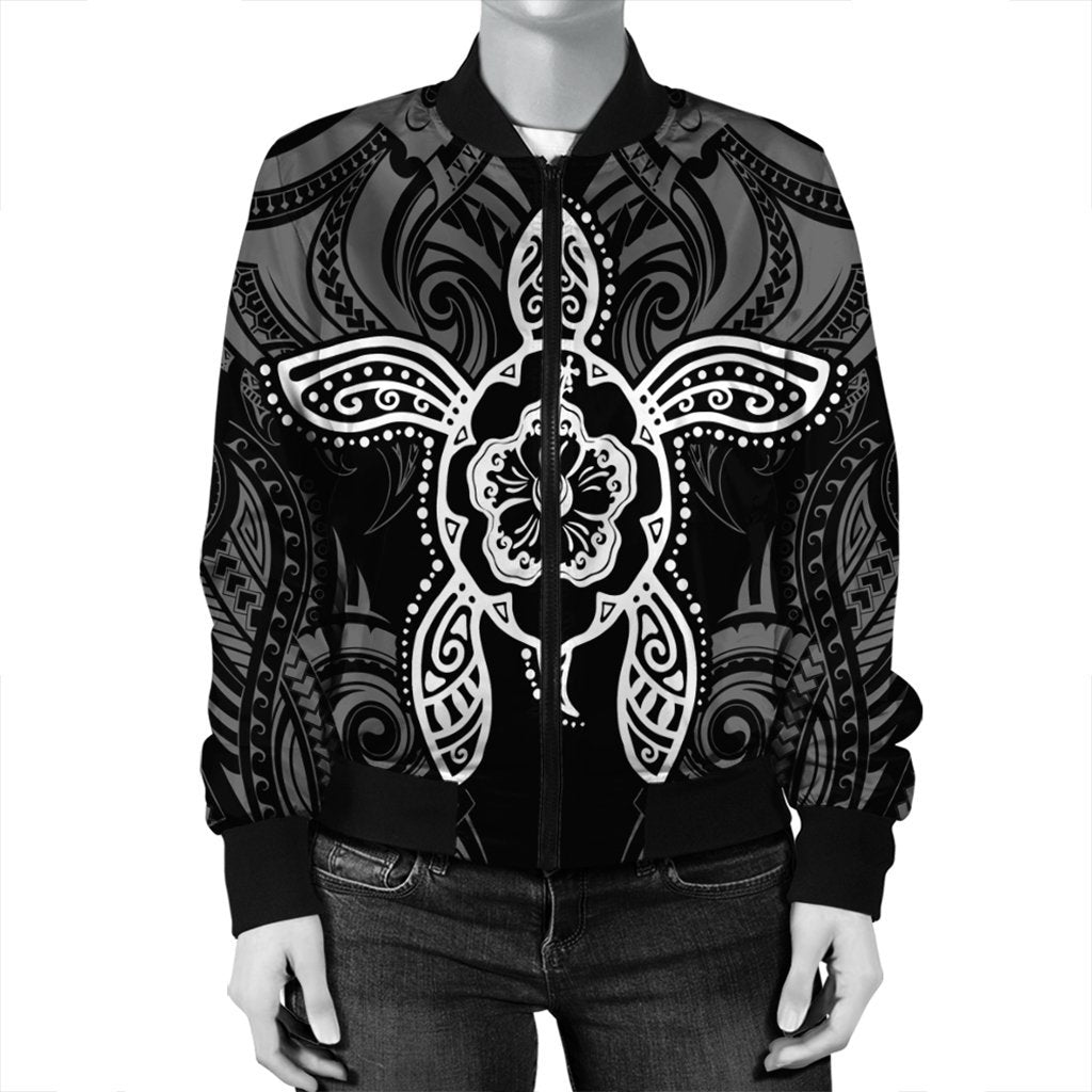 Hawaii Turtle Fixed White Bomber Jacket AH - Polynesian Pride