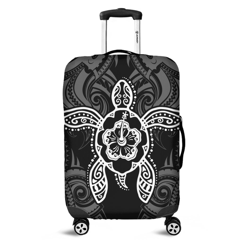 Hawaii Turtle Fixed White Luggage Covers AH Black - Polynesian Pride