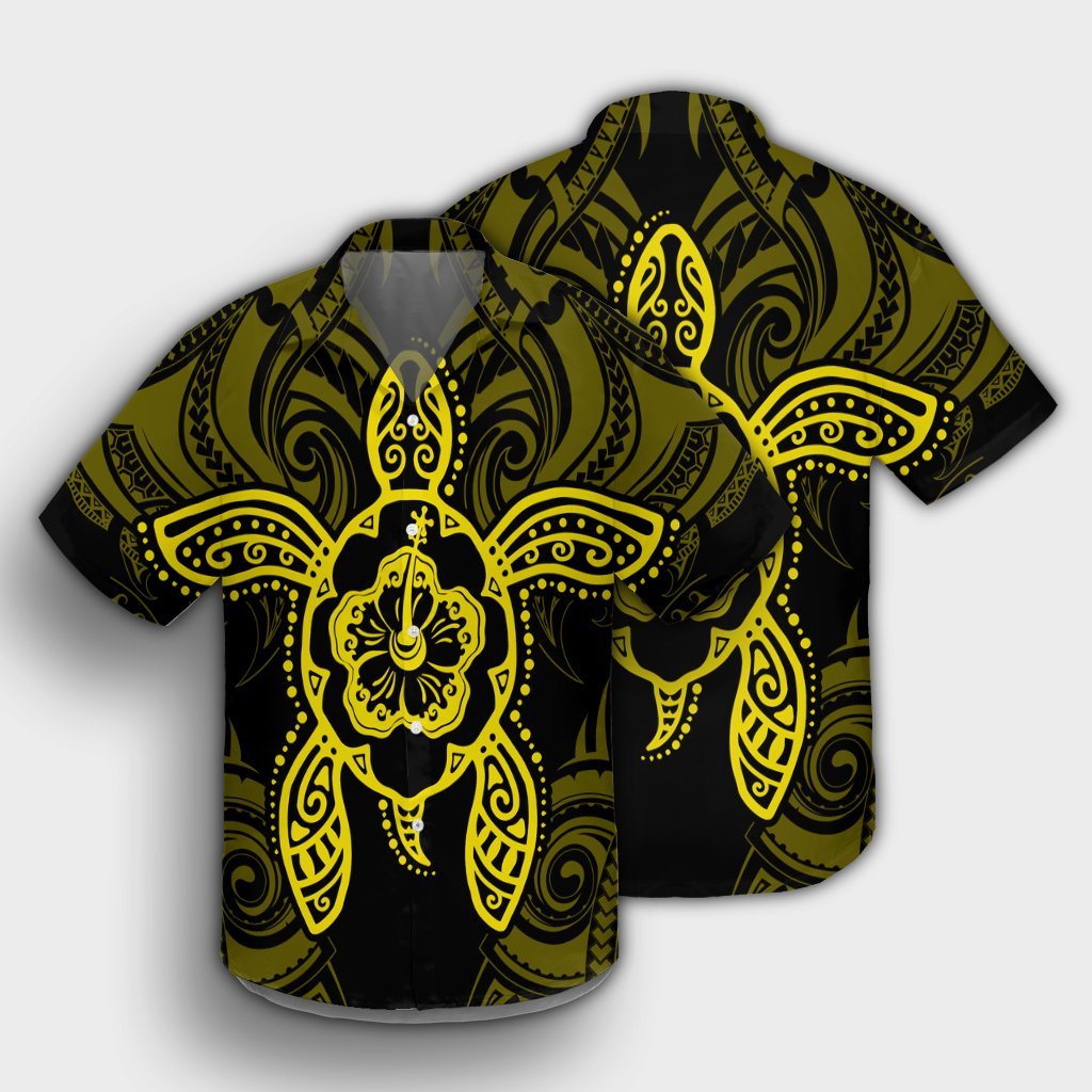 Hawaii Turtle Fixed Yellow Hawaiian Shirt AH - Polynesian Pride
