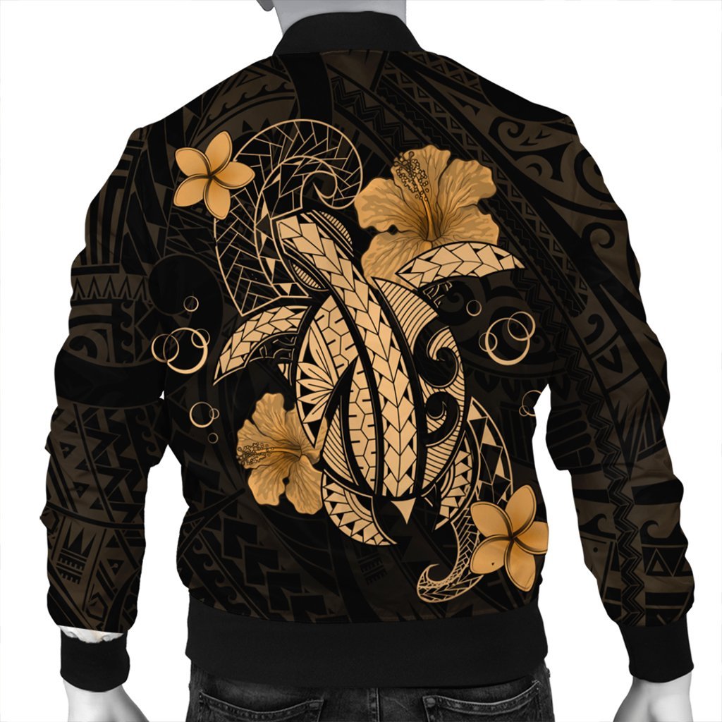 Hawaii Turtle Flower Polynesian Bomber Jacket - Gold - AH - Polynesian Pride